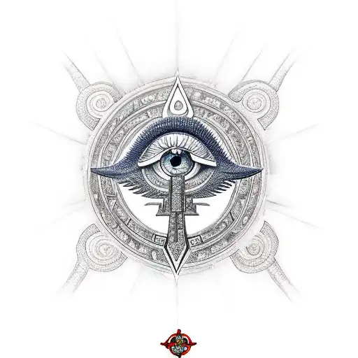 Ankh With Fluer De Lis Accents And Eye Of Horus