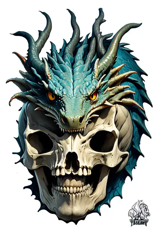 Dragon Crawling Out Of The Skull
