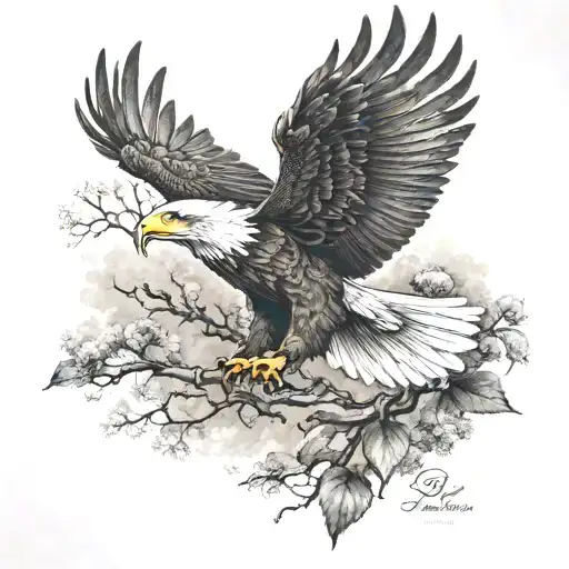 Small Flying Eagle With Nature Around It On The Underarm