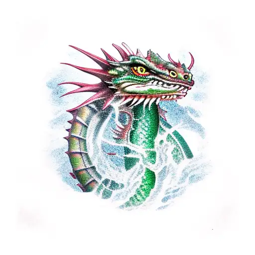 Water Dragon Made Of Cracked Jade Stone