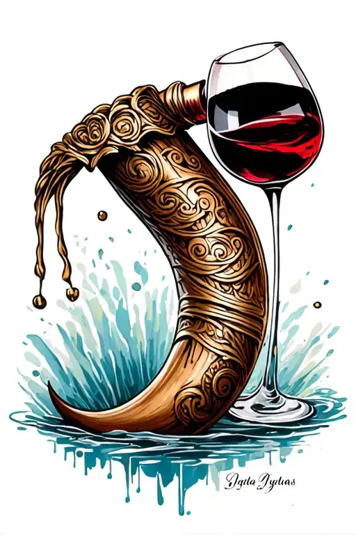 Nordic Drinking Horn Pouring Out Wine