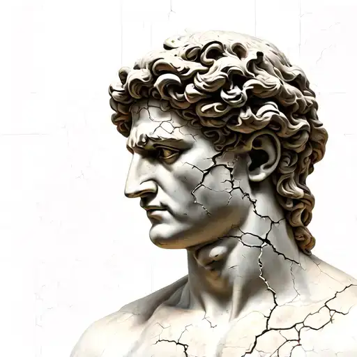 Kintsugi Style On Cracks On Roman Male Statue