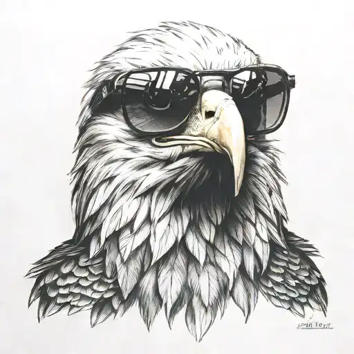 Eagle With Big Aviators On With Smoke Behind The Image