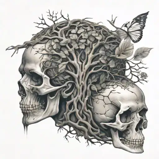Frontal Skull And Yggdrasil