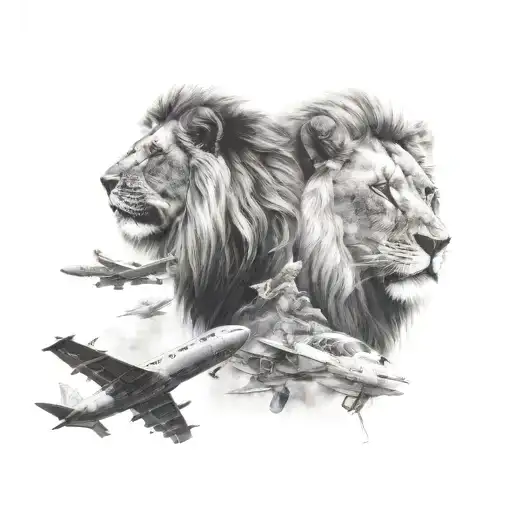 Lion And Plane