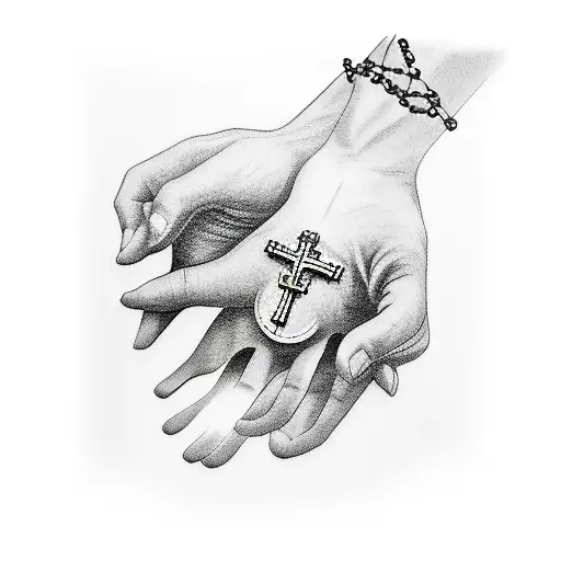 Prayer Hands With Rosary