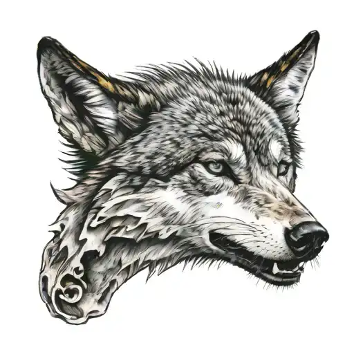 Dead Wolf With Face Peeling Off