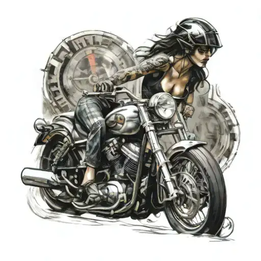 A Portrait Of A Beautiful Woman Riding A Motorcycle