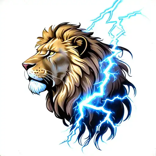 Zues With Lightning Strike And Leo Lion Head
