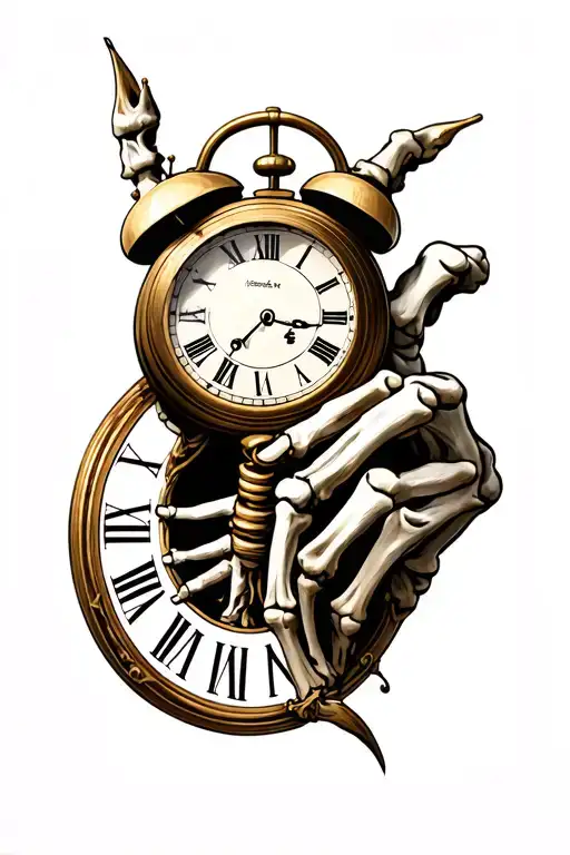 Roman Numeral Clock Into Skeleton Finger