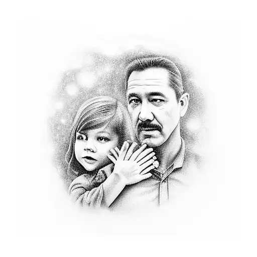 Father And Daughter Holding Hands Looking At Galaxy