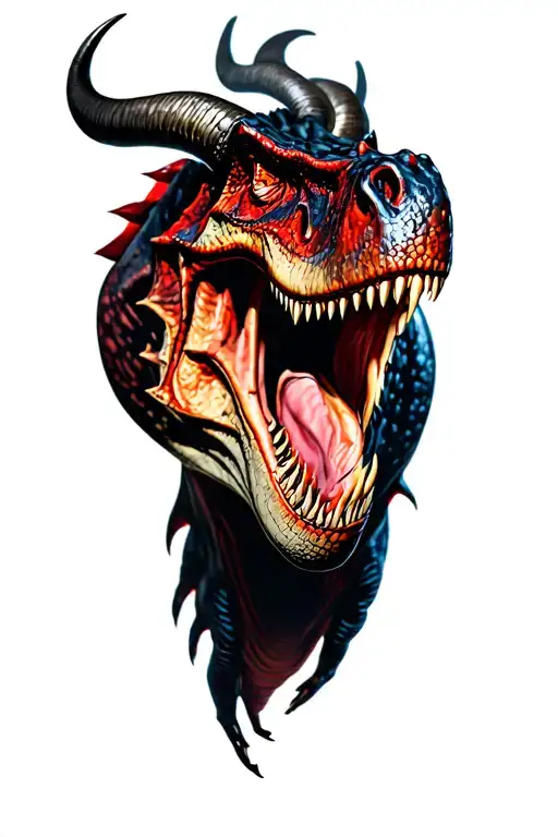 T Rex With Red And Black With Horns