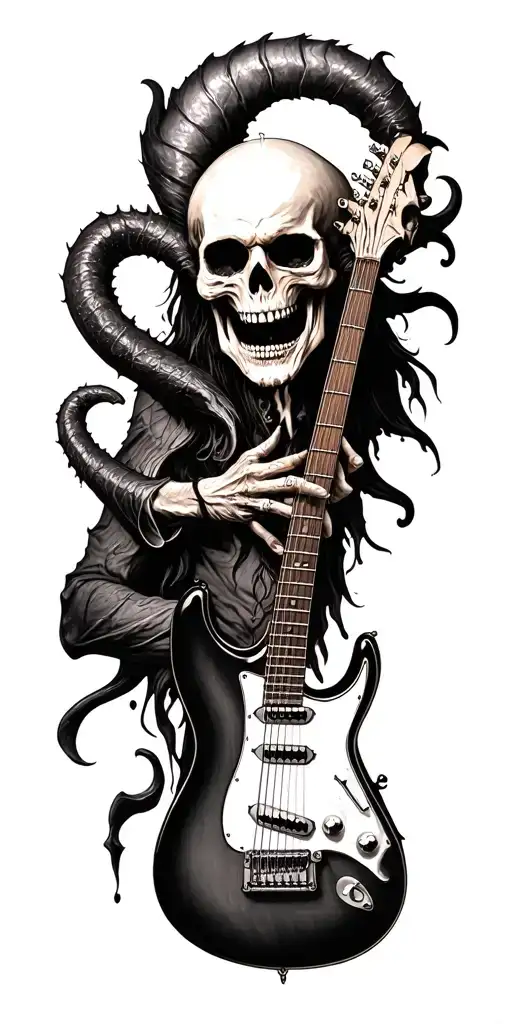 Handwroll Life And Death Satan Surrounded By Guitars