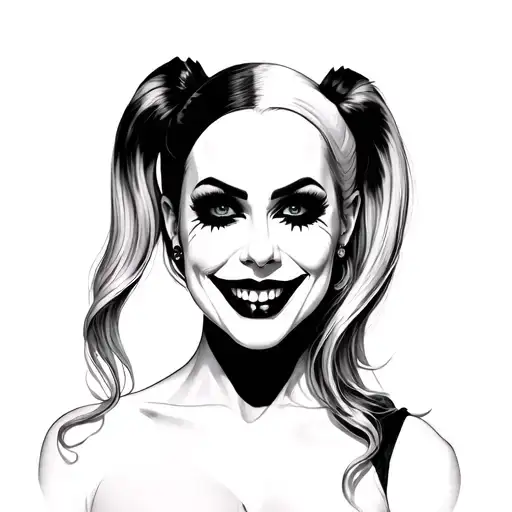Harley Quinn Smiling Black And White