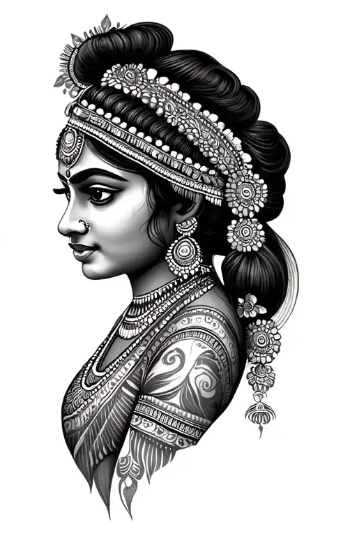 Indian Female Head Traditional Style