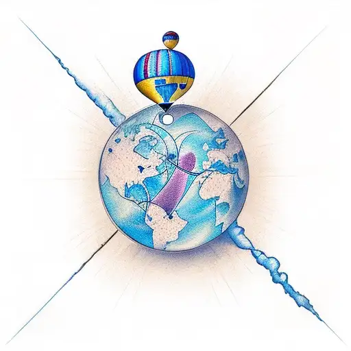 Hourglass Attached To A Ballon Across Space