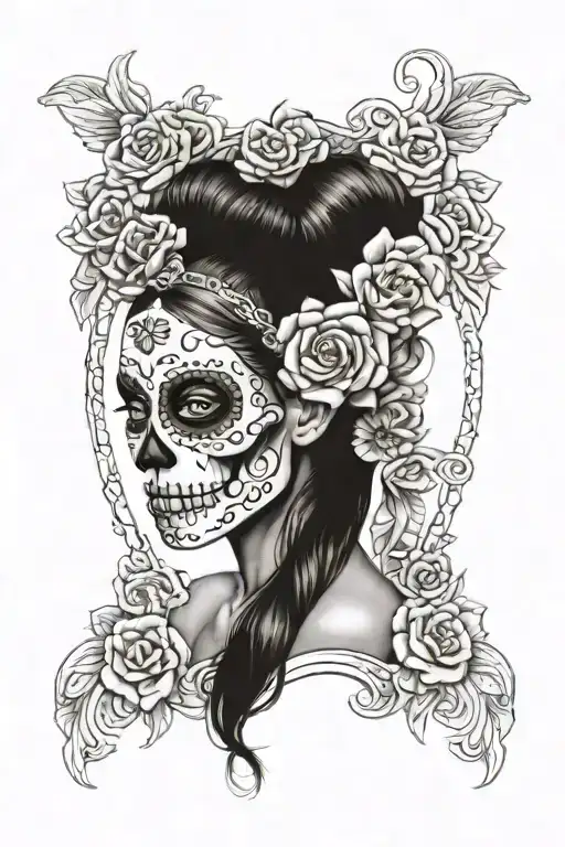 Day Of The Dead Women Above A Skull