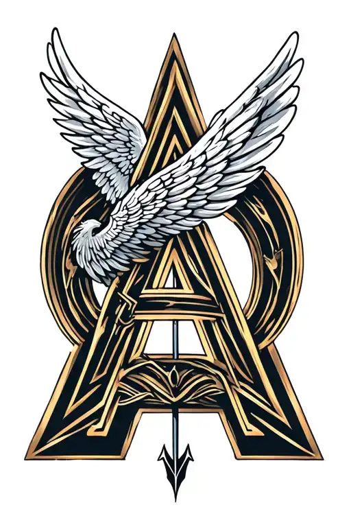Letter A With Angel Wing N Arrow