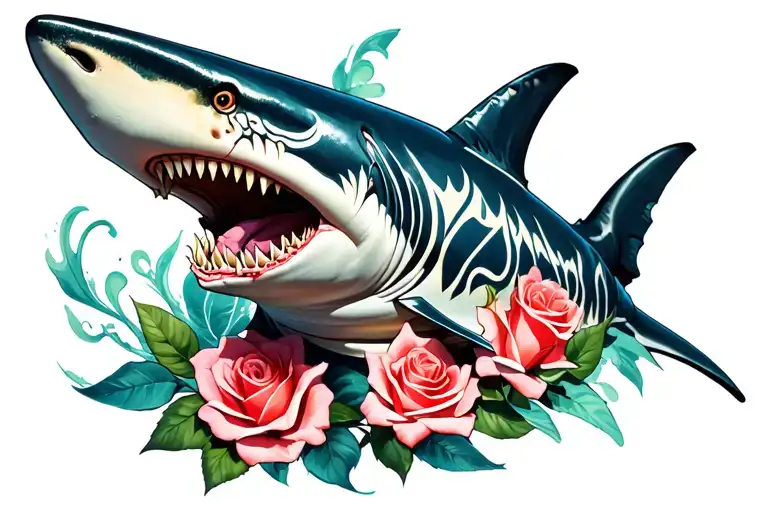 Maori Shark With Rose Winds