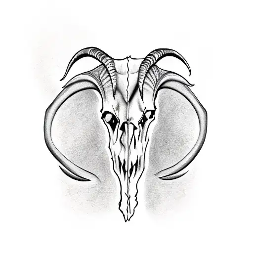 Goat Skull With Round Horns