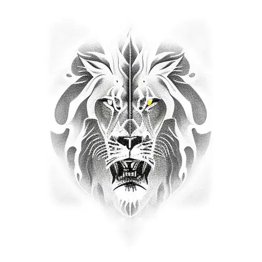 Black And White Lions Mixed With Sunlight Tattoo For Forearm Expressing Motivation And Power