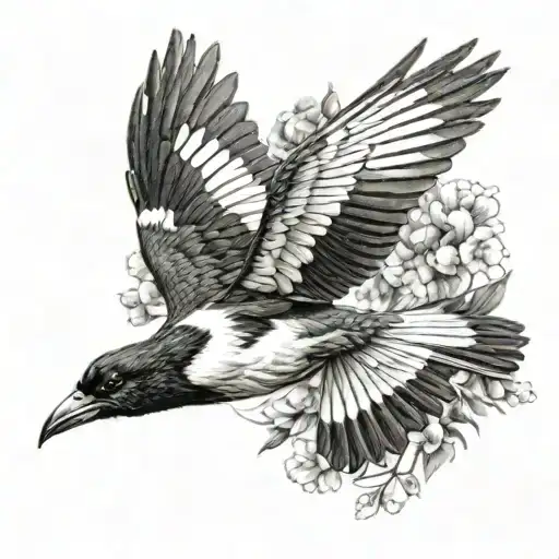 Black And White Flying Magpie