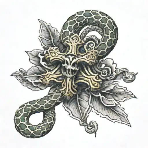 Cross With Snake Wrapped Around It