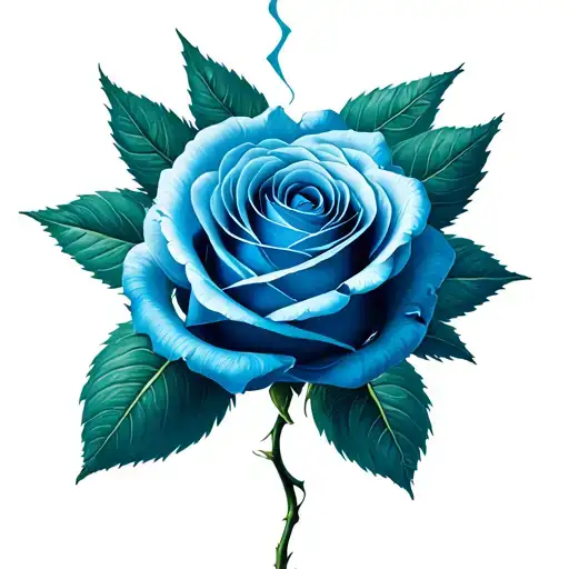 Blue Rose With Broken Heart Made