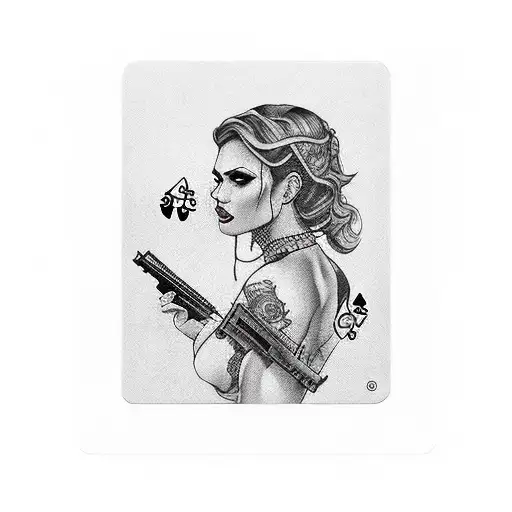Gangster Women Gun Playing Cards