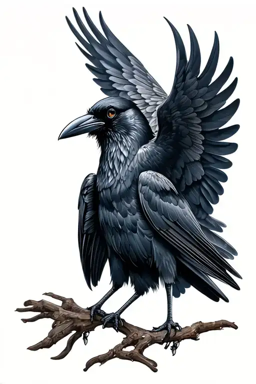 Crow With Spread Wings