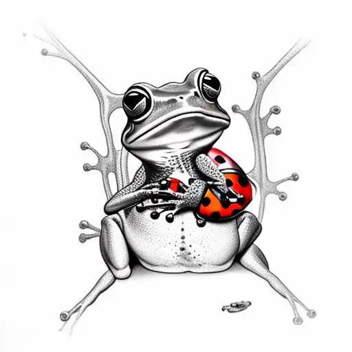 Frog With Lady Bug On It