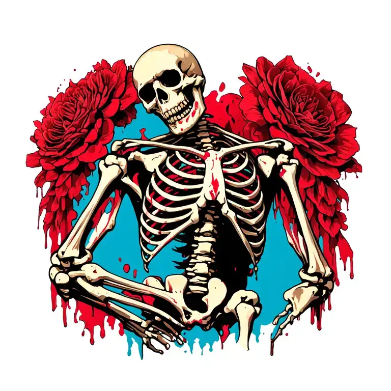 Full Body Skeleton With Flesh Hanging Off