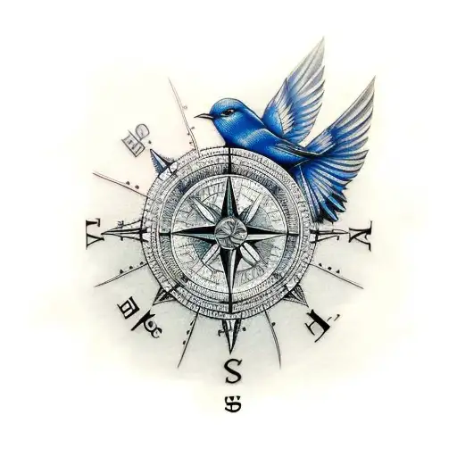 3 Bluebirds And Compass