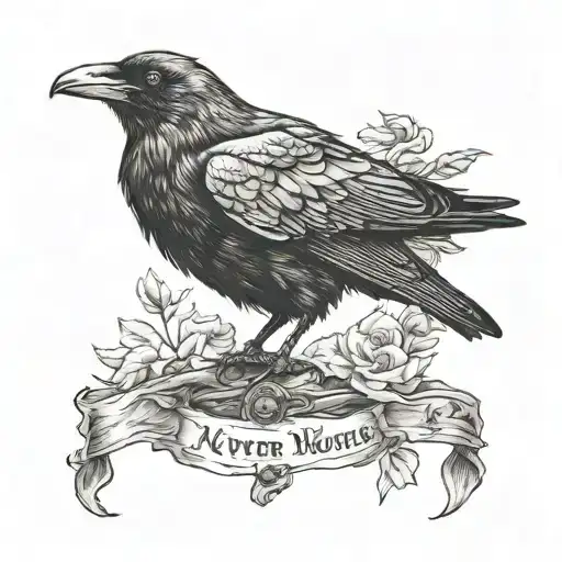 A Crow With The Phrase Never More