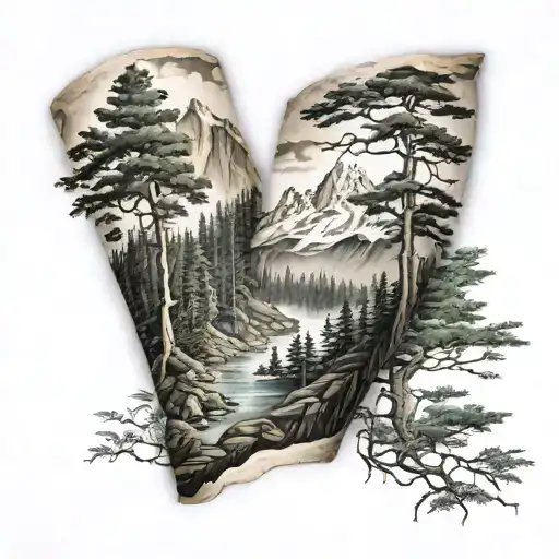 Half Sleeve Forearm Mountain Trees