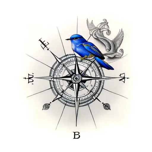 3 Bluebirds And Compass