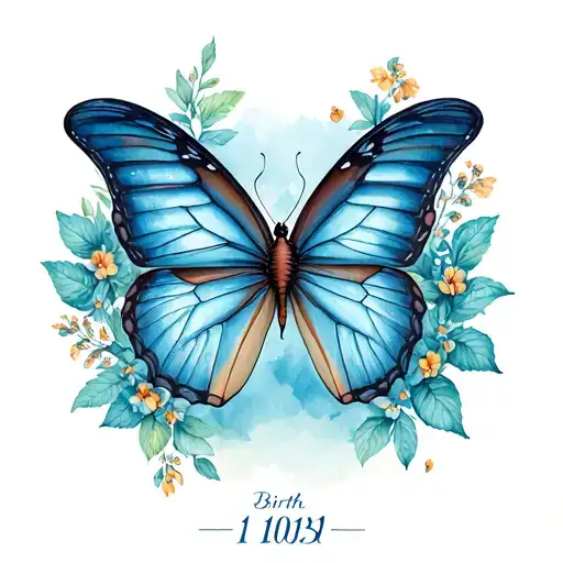 Birth Date Tattoo And Small Butterfly