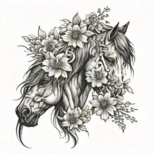 Paw Print In Horse Print With Flowers