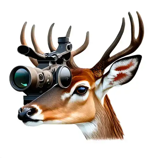 Realistic Sniper Sight Pointed At Baby Deer Head