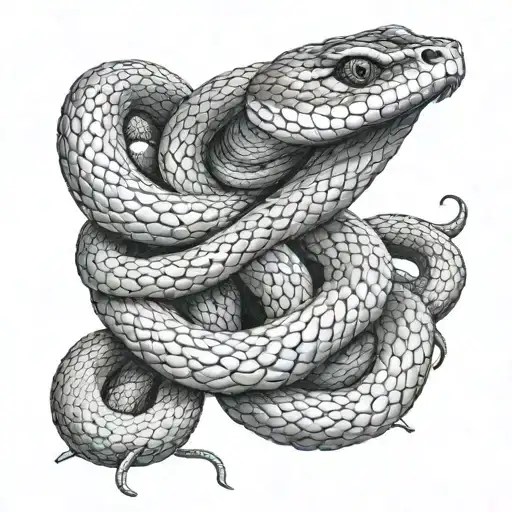 Snake Coiled Up About To Be Stricken By An Angel