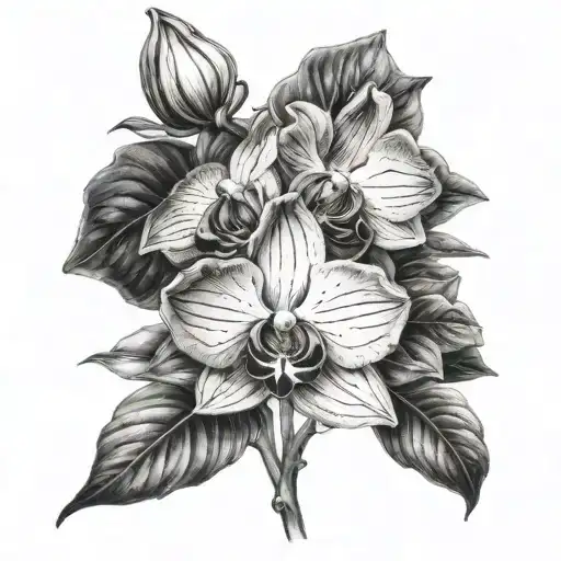 Hybrid Orchid Sunflower Tattoo Design