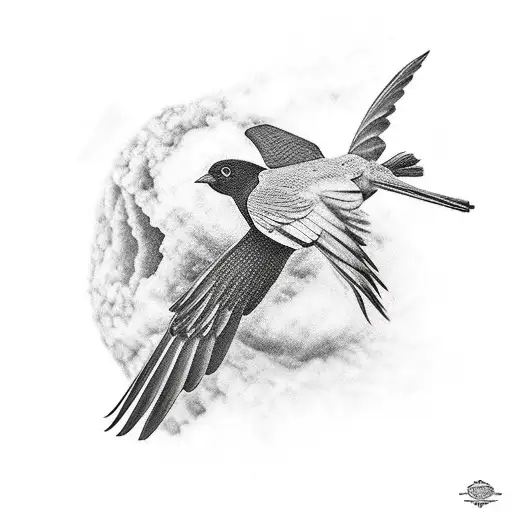 Black And White Bird Flying Away From An Island