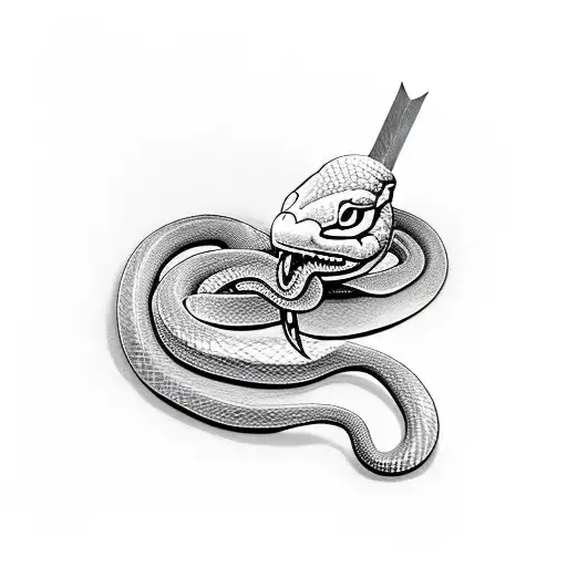 Snake Stabbed By Sword