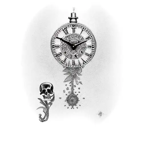 Mexican Death In A Suite Holding A Clock