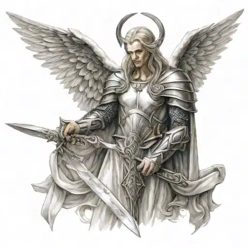 Angel With Tyrael Wings Holding A Sword