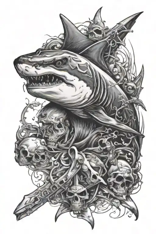 Shark With Skull And Crossbones