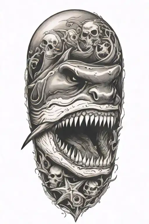 Shark With Skull And Crossbones