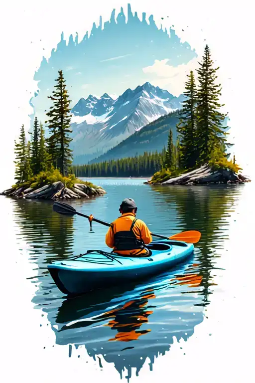 Kayak On A Mountain Lake