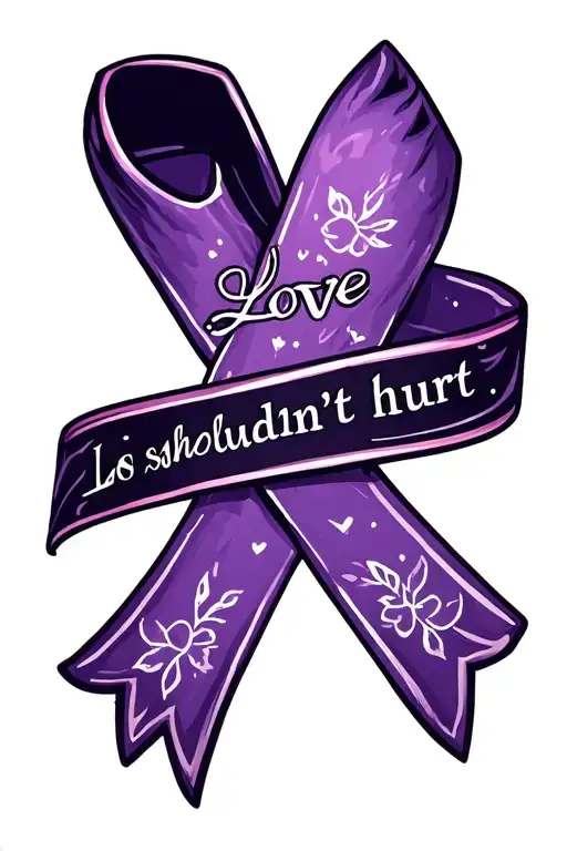 Ribbon For Domestic Violence For Lost One With The Saying Love Shouldn't Hurt