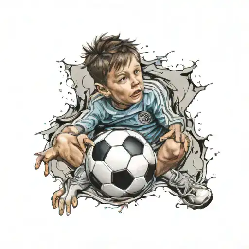 Soccer Ball Surrounded Boy Autoknacker Leaves